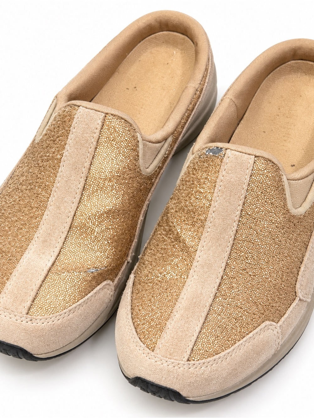 Easy Spirit Travel Time Slip On Shoes Gold Tan Textured 6.5M